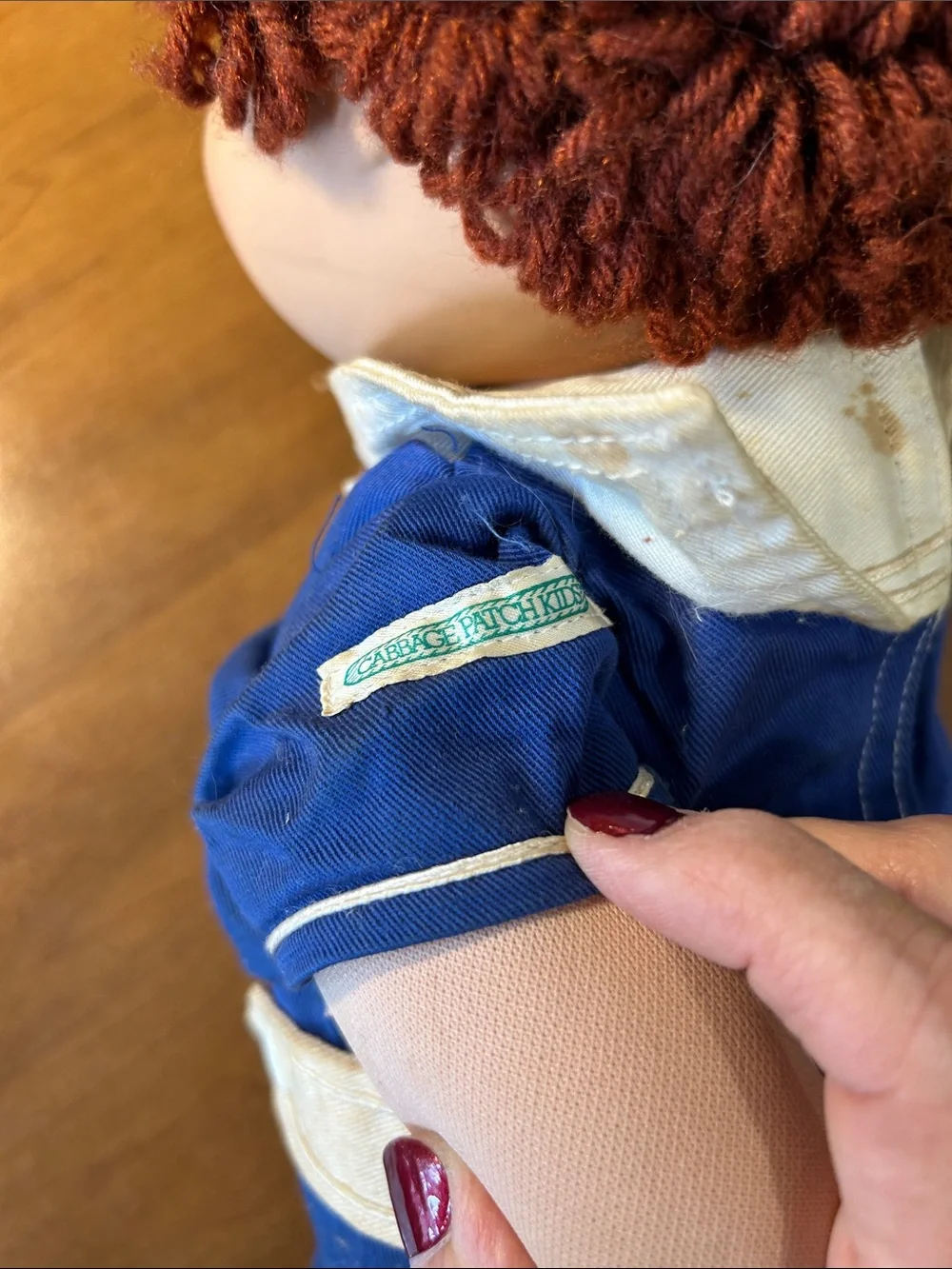 Vintage Cabbage Patch Style Blue Outfit Plush Sailor Doll - Red Hair